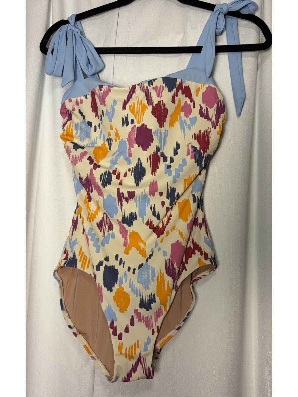 Hermoza Colorful Geometric Print One Piece W/ Blue Tie Straps Size 6 Retail $138